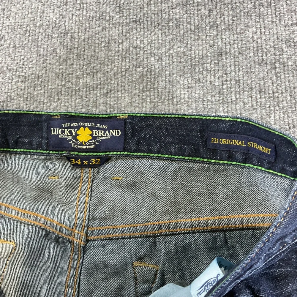 Lucky Brand 221 Original Straight Mens Jeans 34x32 Dark Wash Stretch Denim Pants